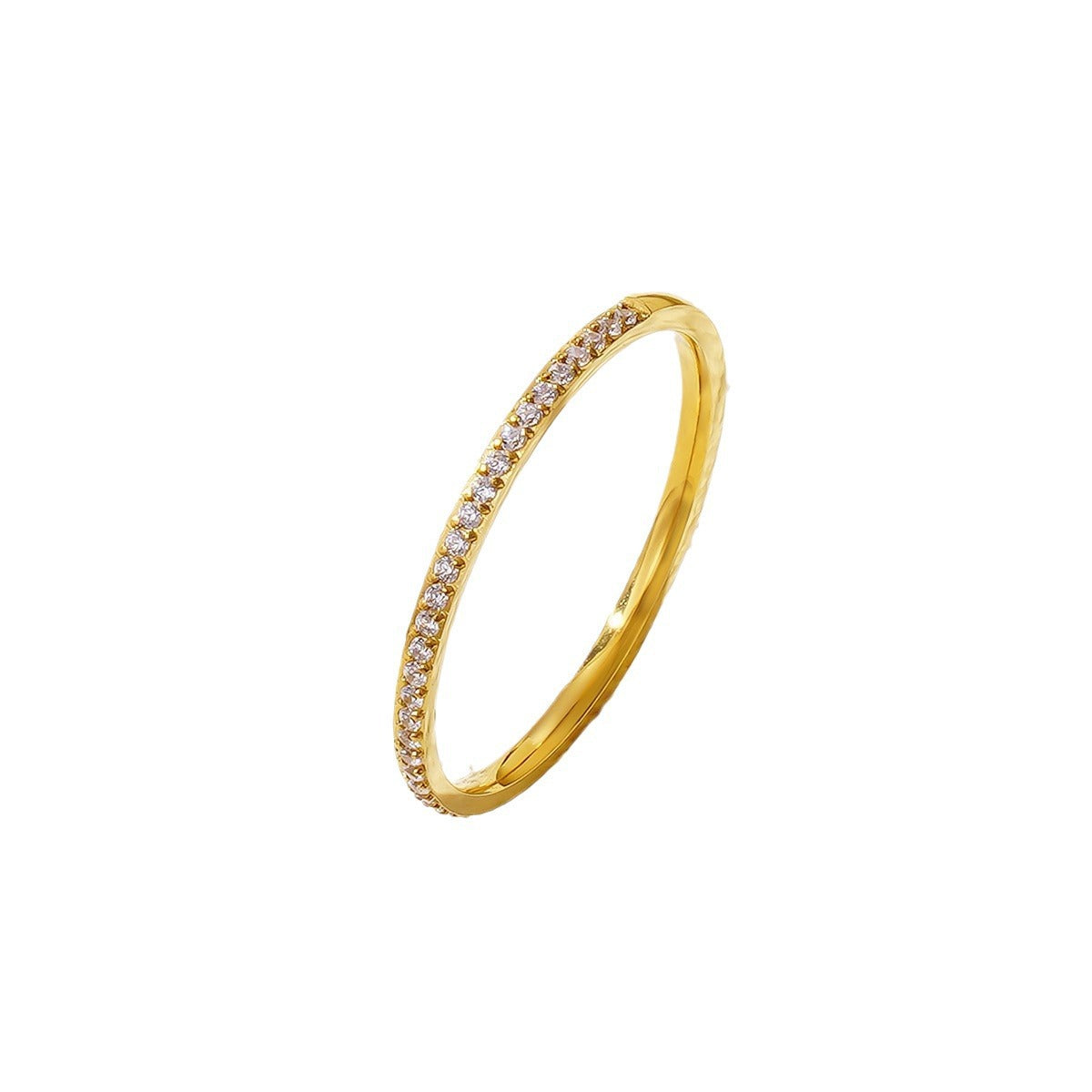 Copper Plated 18K Gold Thin Zircon Eternity Band Ring