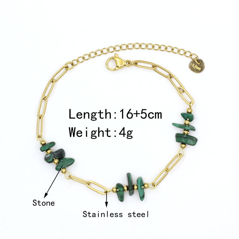 Gold-Plated Stainless Steel Amazonite Women's Bracelet