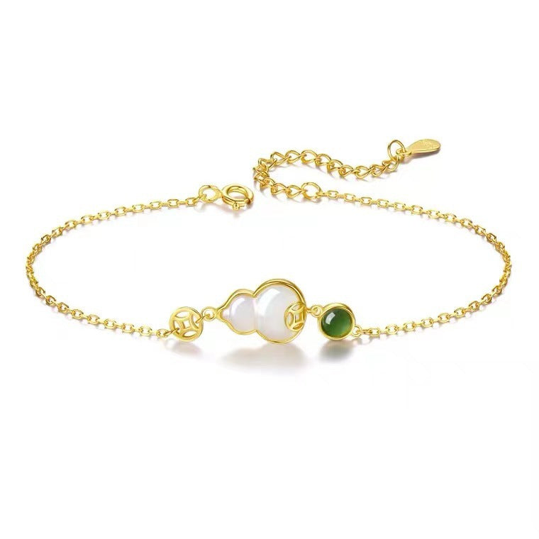 Light Luxury Artistic New Hetian Jade Fulu (Blessing & Prosperity) Gourd Bracelet