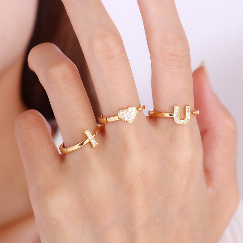 European and American Fashion "ILOVEYOU" Combination Ring - Brass Gold - Plated