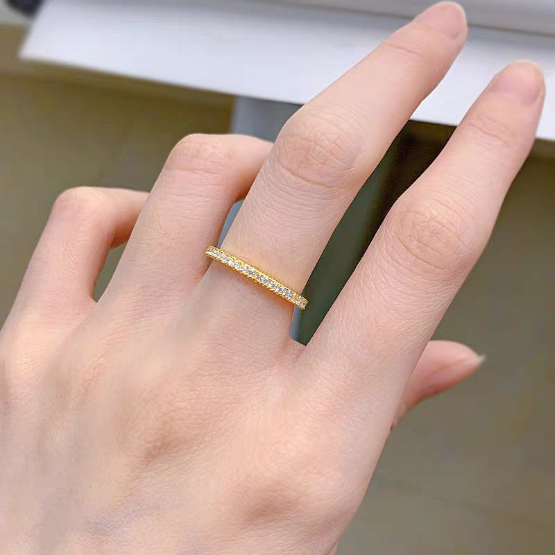 Copper Plated 18K Gold Thin Zircon Eternity Band Ring