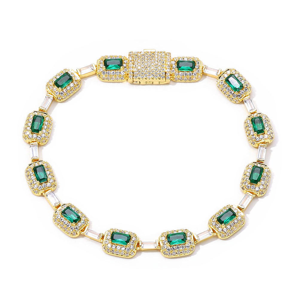 High - End Emerald Zircon Bracelet, 8 Inches (20.32cm Length)