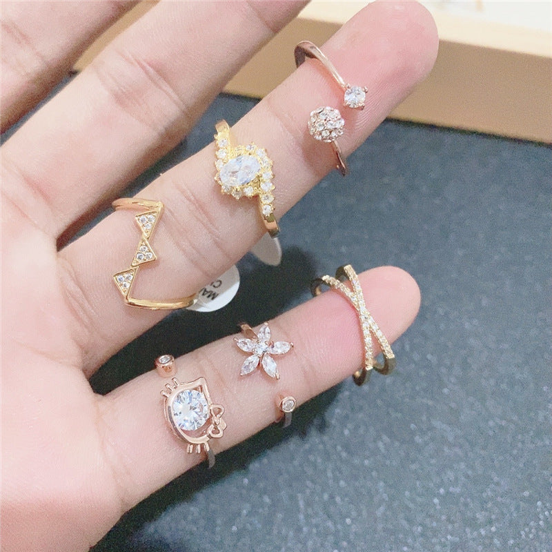 Copper Plated Real Gold Micro-Inlaid Zircon Ring