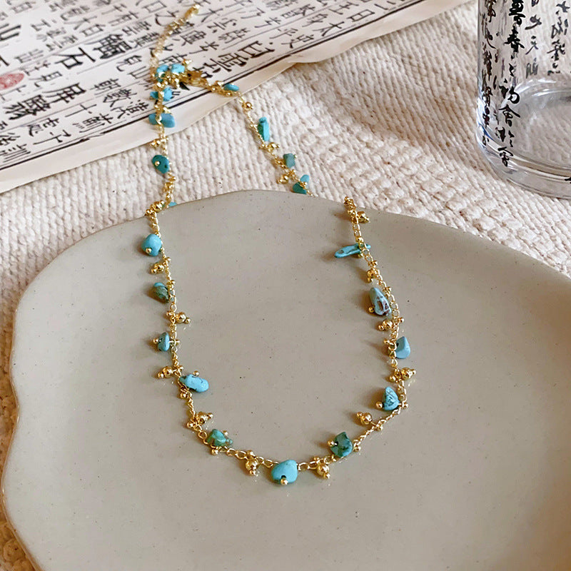 High - End Exquisite Real Gold Plated Turquoise Necklace