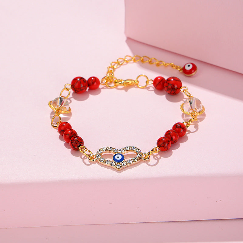 Evil Eye - Shaped Malachite Beaded Bracelet