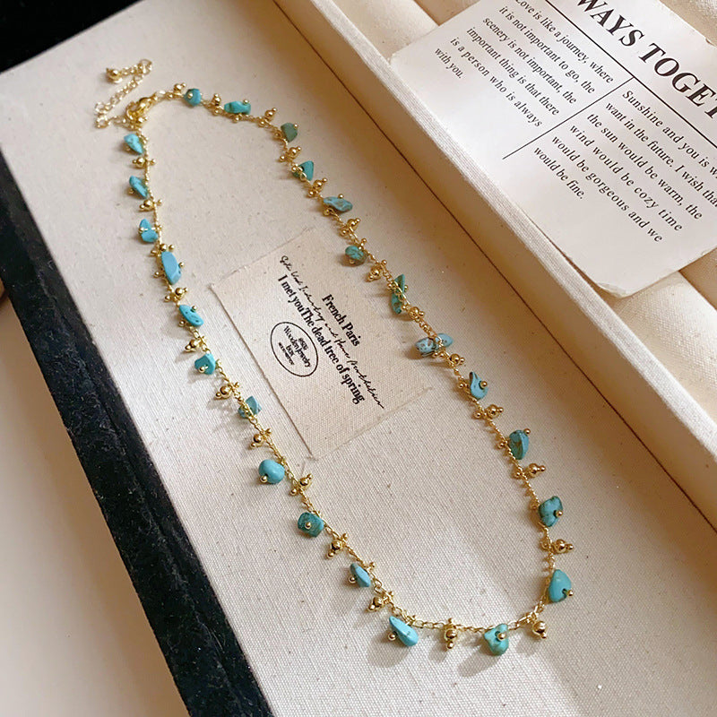 High - End Exquisite Real Gold Plated Turquoise Necklace