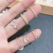 Copper Plated Real Gold Micro-Inlaid Zircon Ring