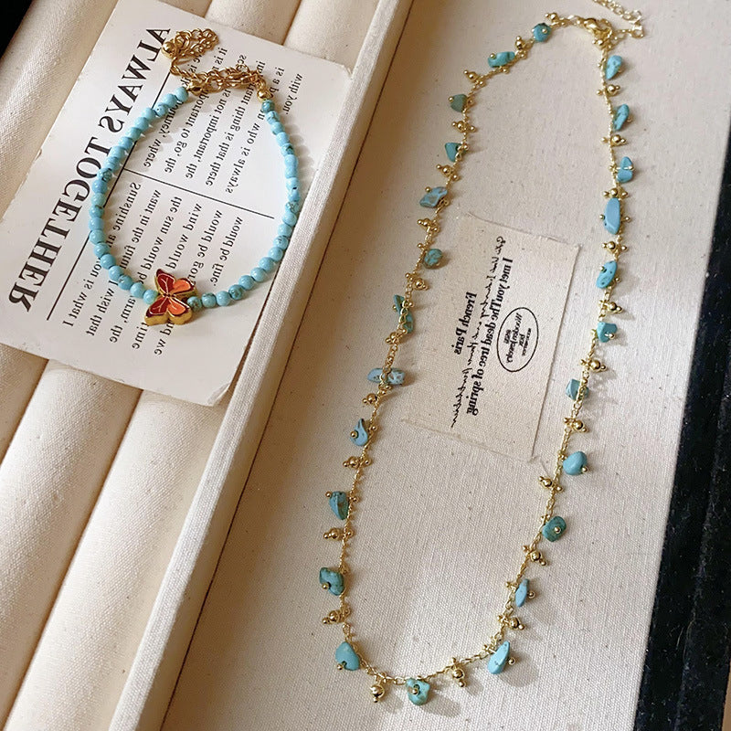 High - End Exquisite Real Gold Plated Turquoise Necklace