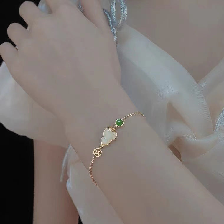Light Luxury Artistic New Hetian Jade Fulu (Blessing & Prosperity) Gourd Bracelet