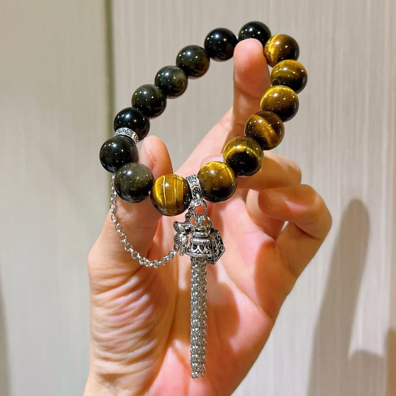 12mm High-Quality Natural Tiger's Eye Bracelet