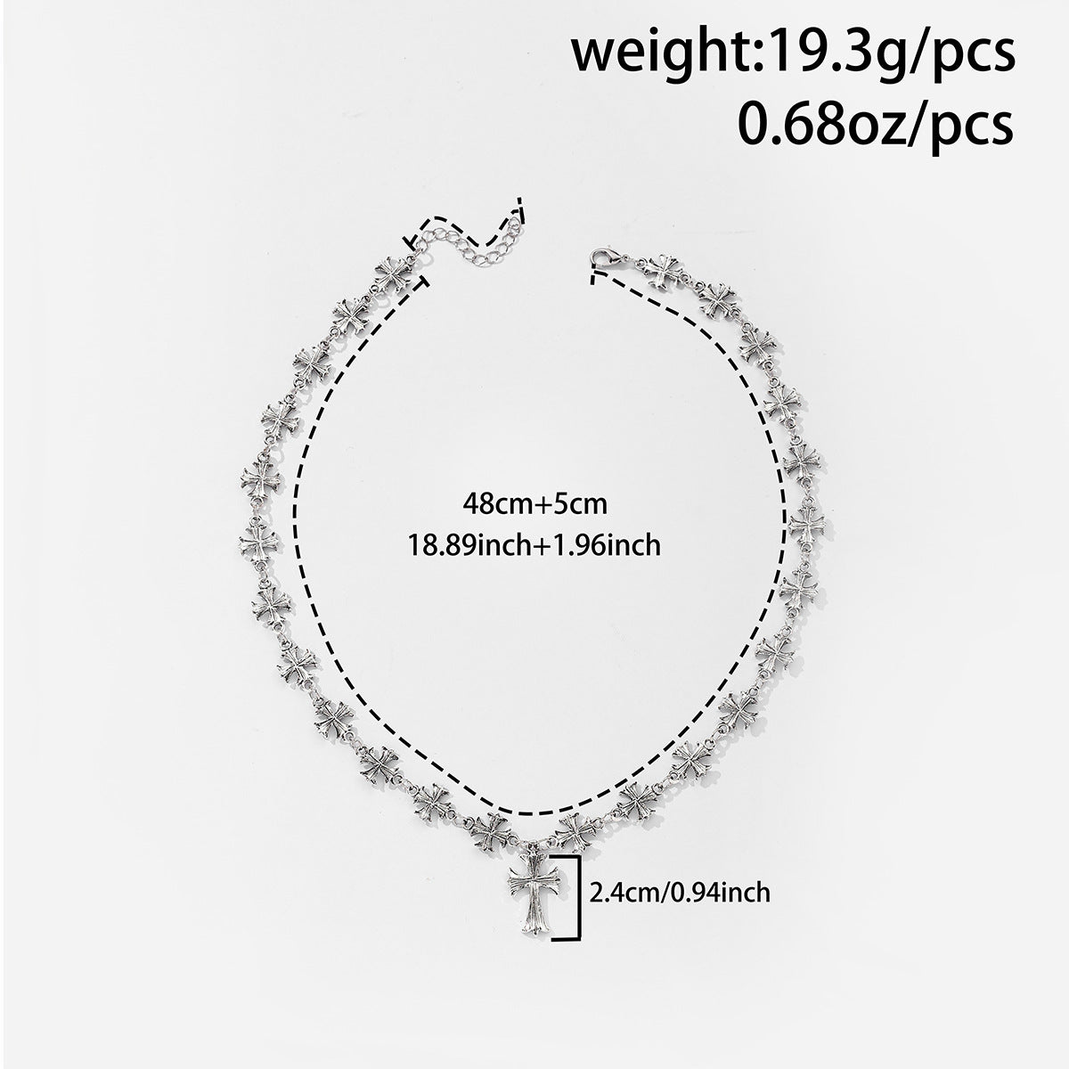 Light Luxury Cross Alloy Pendant Necklace