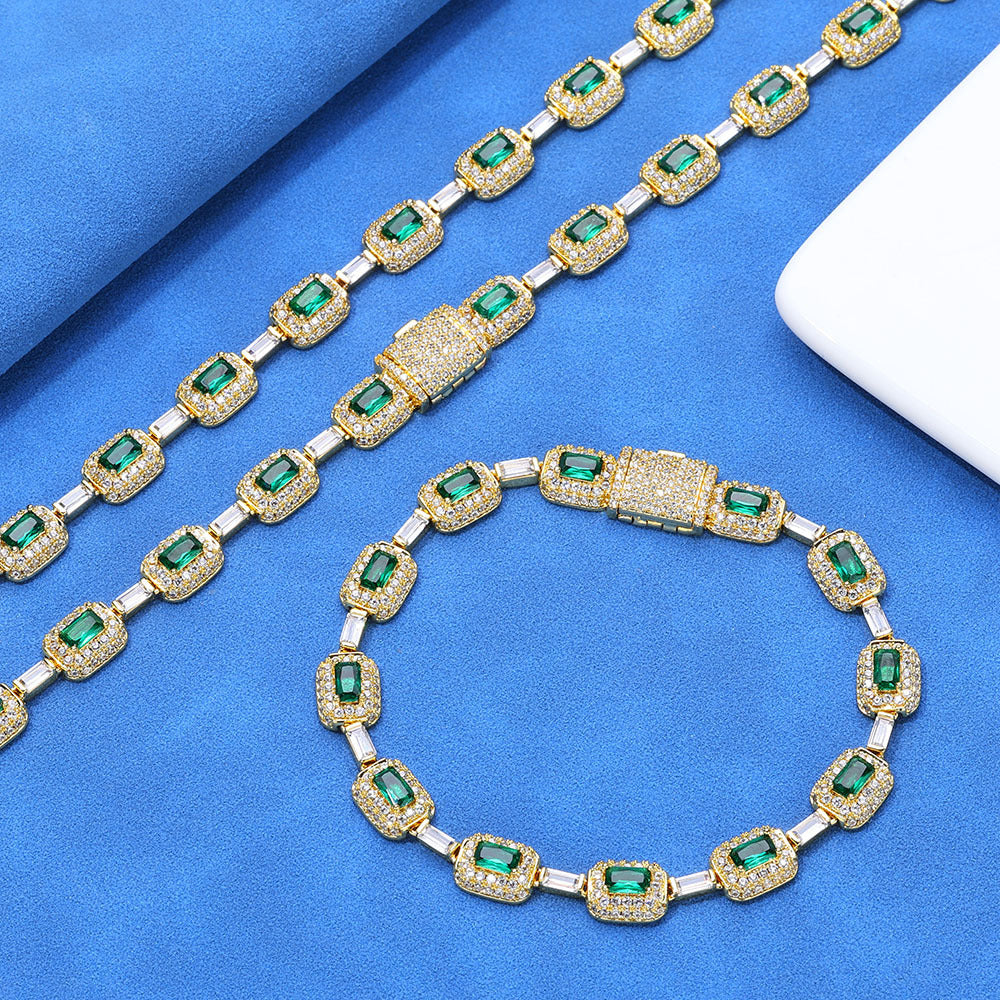 High - End Emerald Zircon Bracelet, 8 Inches (20.32cm Length)