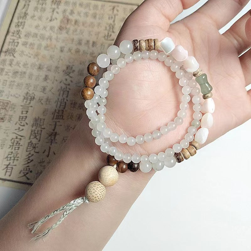 Natural Sandalwood & Tianshan Jade Multi - layer Bracelet for Women