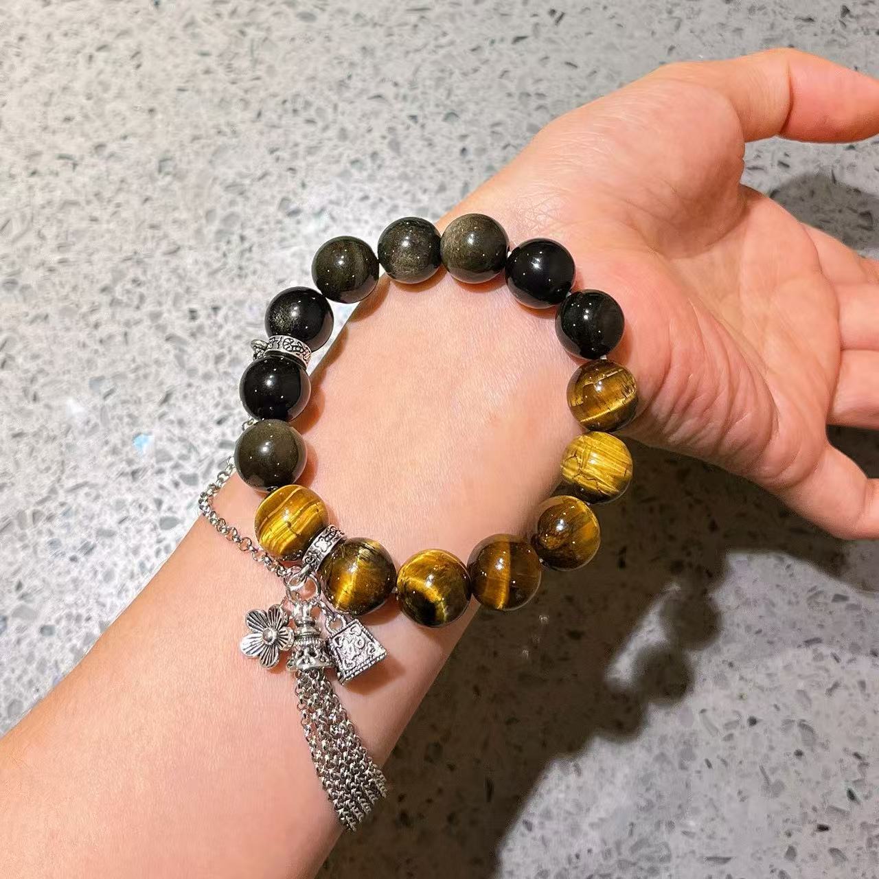 12mm High-Quality Natural Tiger's Eye Bracelet