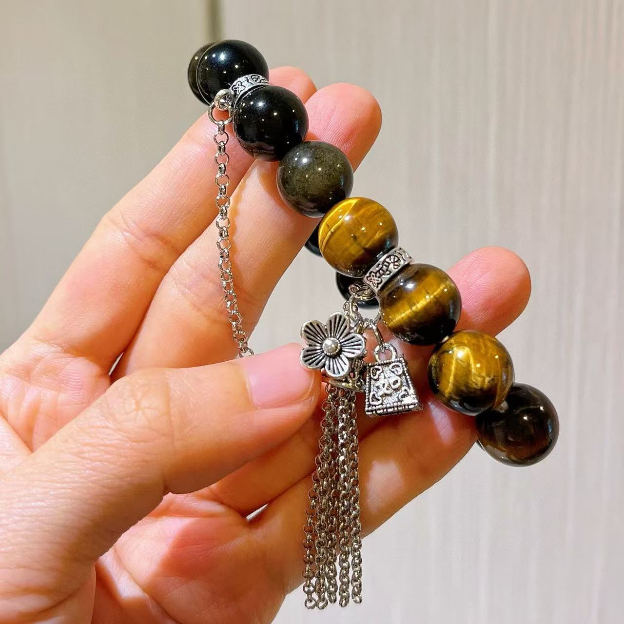 12mm High-Quality Natural Tiger's Eye Bracelet