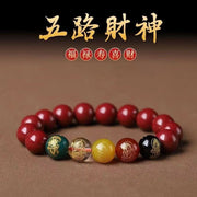 Natural Purple Gold Sand Cinnabar Five-way God of Wealth Bracelet