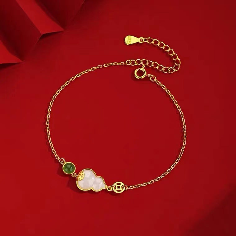 Light Luxury Artistic New Hetian Jade Fulu (Blessing & Prosperity) Gourd Bracelet