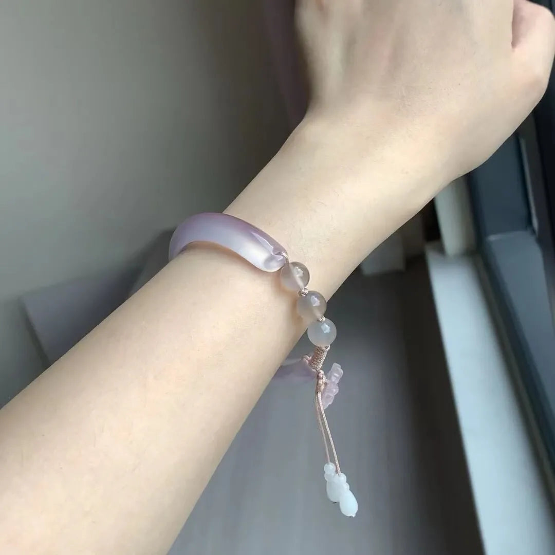 Neo-Chinese Style Flower Beaded Patchwork Bracelet with Rose Quartz