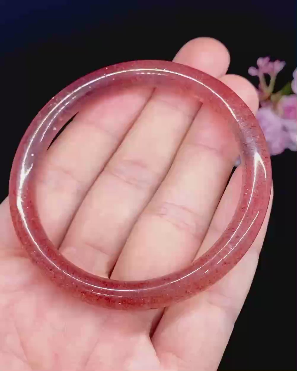 Load video: Strawberry Quartz Bangle