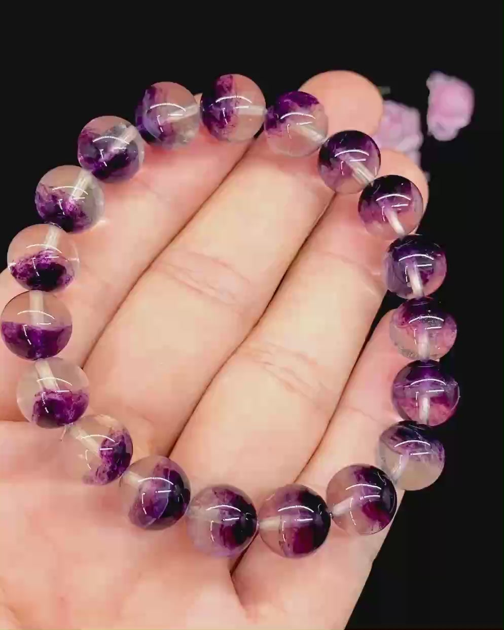 Load video: Purple Fluorite Bracelet 10mm+📿