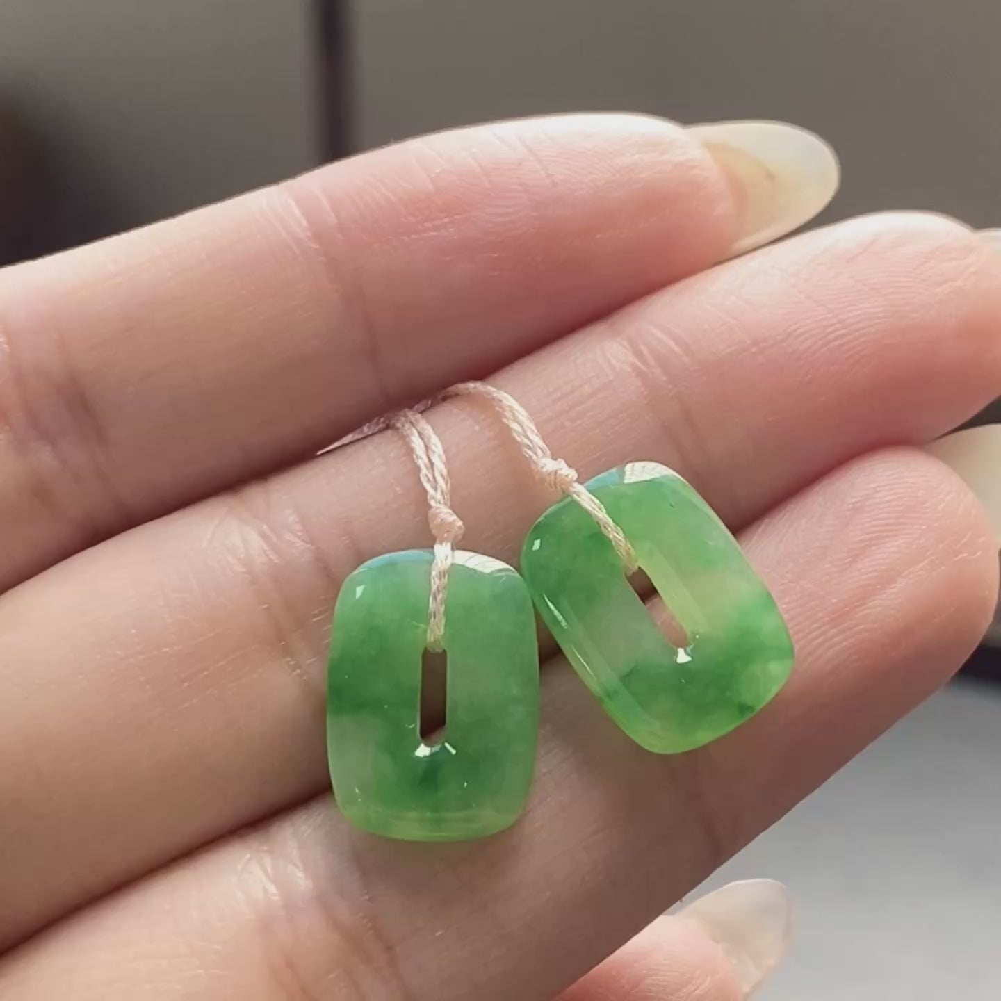 Load video: Icy Yang Green Jadeite Earrings