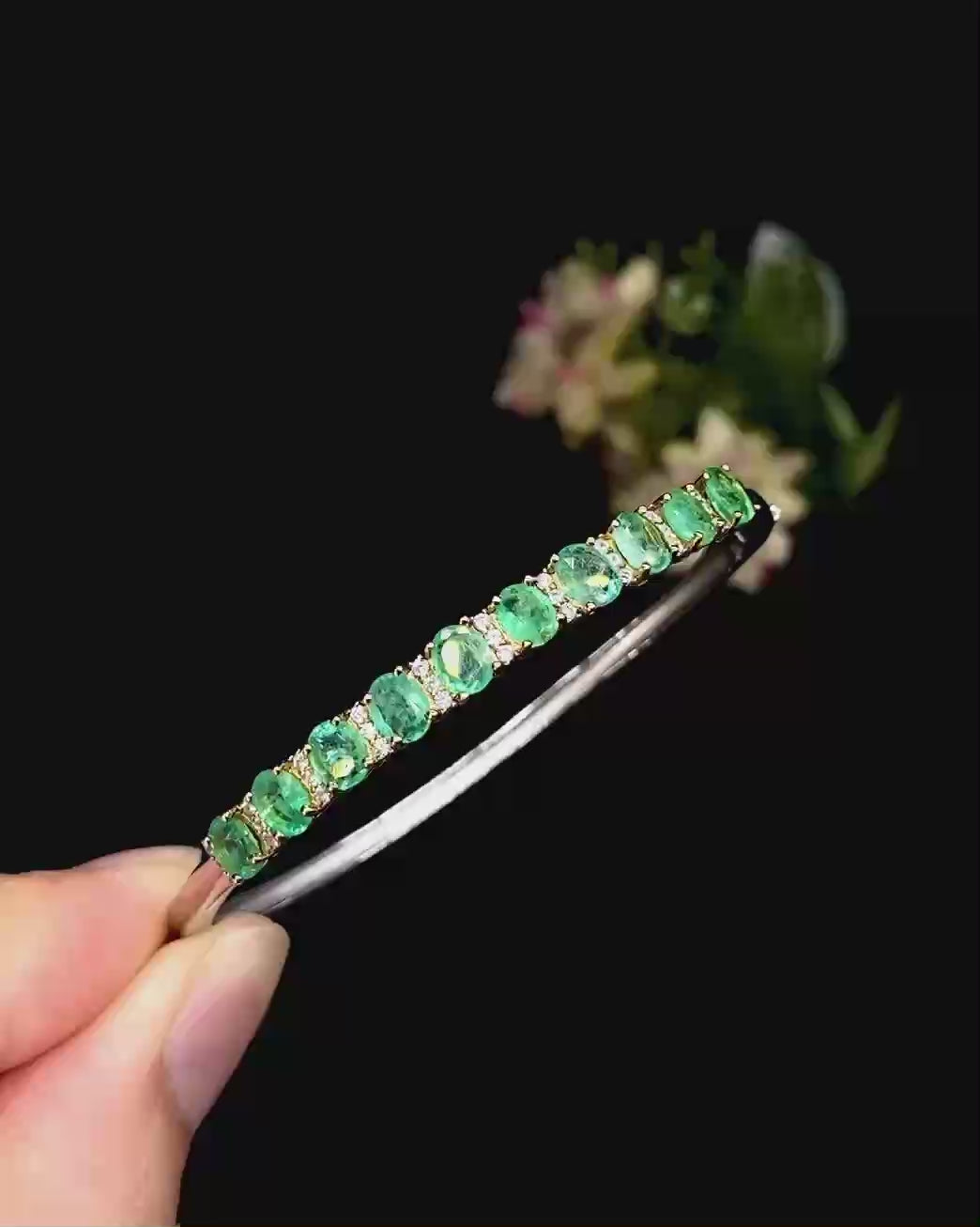 Load video: Sterling Silver Emerald Bracelet