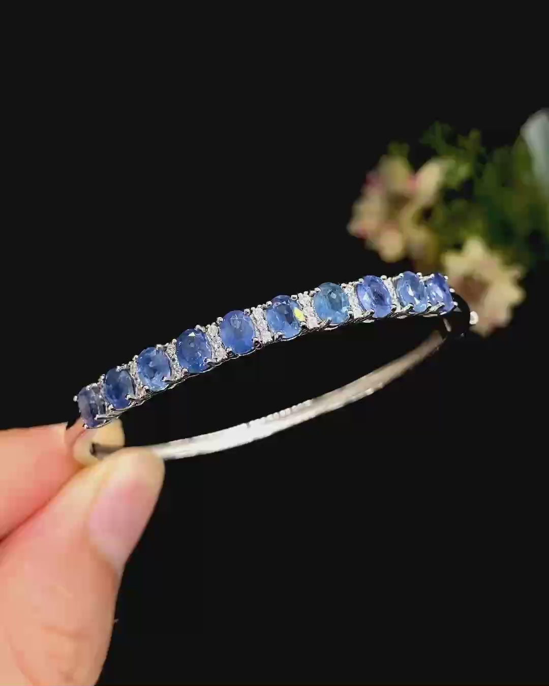 Load video: Sterling Silver Sapphire Bracelet