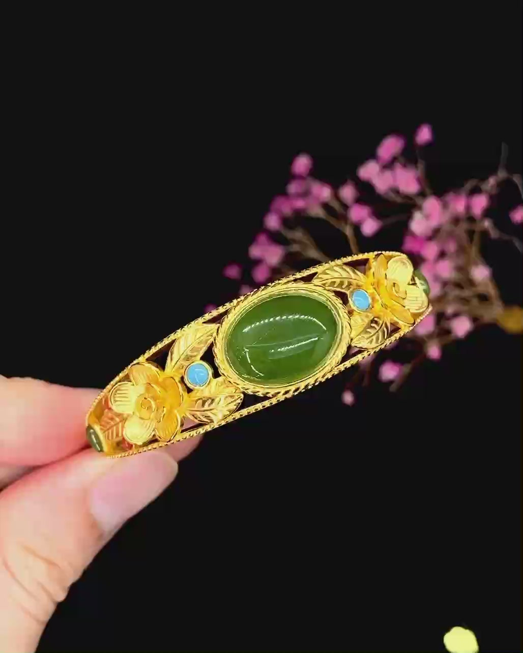 925 Hotan Jade Bracelet #HTCC56-402
