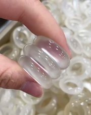 Natural Jade Ring - White Moonlight Chalcedony Agate Ring