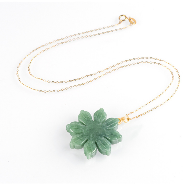 S925 Silver Clasp Jadeite Sunflower Pendant